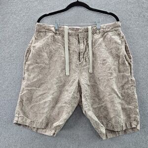 Baird Mcnutt Linen Murano Men Shorts 33 Brown Floral Casual 8" Inseam READ